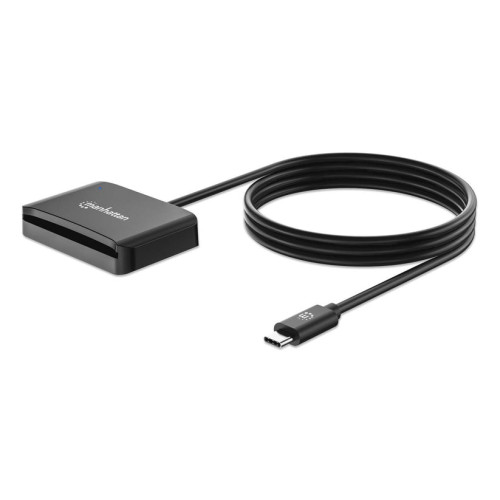 USB-C Contact Smart Card Reader with MicroSD slot, USB Type-C Male to Contact Reader Interface and microSDXC, Supports Windows, macOS and Linux, Reads SIM Cards with Adapter, Cable 1m, Black,