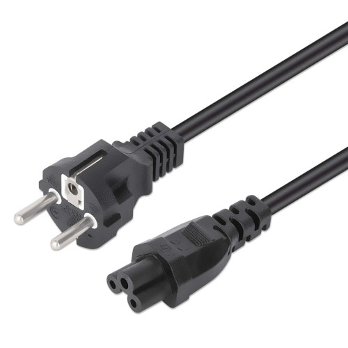 Mains Power Cord/Cable, Euro 2-pin (CEE 7/4 Schuko) plug to C5 Female (cloverleaf/triangular), 3m, 2.5A, Lead, Lifetime Warranty