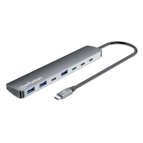 USB-C Dock/Hub, Ports (x7): USB-A (x3) and USB-C (x4), with Power Delivery (PD) 100W- requires external USB-C charger (not included). USB powered (no external power supply required) when PD i