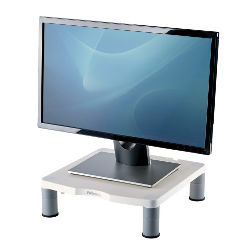 Fellowes Computer Monitor Stand with 3 Height Adjustments - Standard Monitor Riser with Cable Management - Ergonomic Adjustable Monitor Stand for Computers - Max Weight 27KG/Max Size 21" - Pl