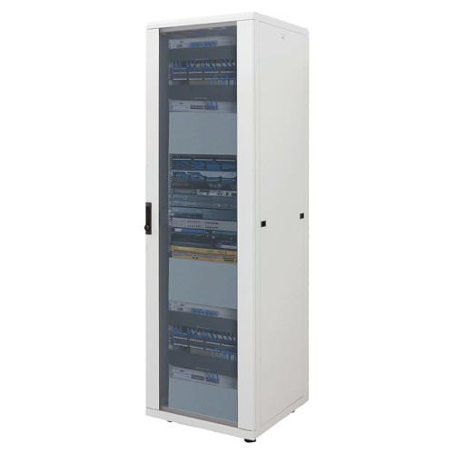 19" Network Cabinet - Free Standing, 42U, 800x800mm (width x depth), Grey, Assembled, Max 1500kg, Multi-Point Door Lock, One Lock Per Side Panel, Usable Depth 123 to 573mm, IP20 rated, Rack, 