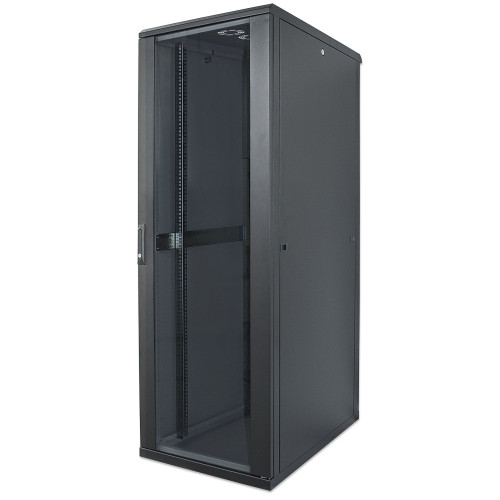 19" Network Cabinet - Free Standing, 42U, 600x800mm (width x depth), Black, Assembled, Max 1500kg, Multi-Point Door Lock, One Lock Per Side Panel, Usable Depth 123 to 573mm, IP20 rated, Rack,