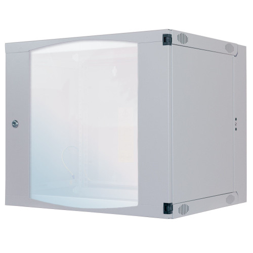 19" Network Cabinet - Wall Mount (Double Section Hinged Swing Out), 12U, 600mm Deep, Grey, Flatpack, Max 30kg, Swings out for access to back of cabinet when installed on wall, Rack, Usable De