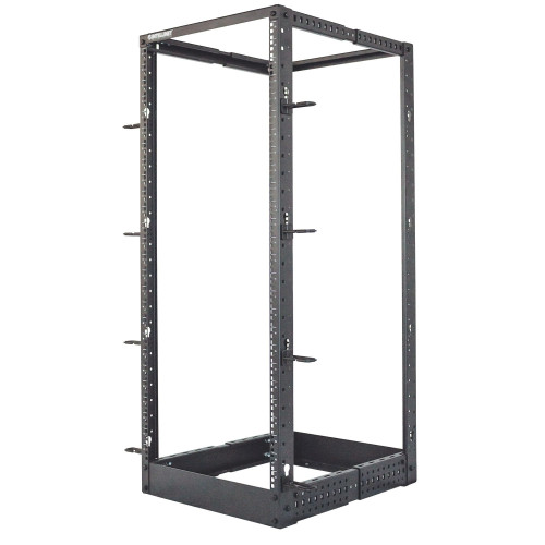 19" Network Rack - Open Frame (4-Post), 26U, Black, Flatpack, Max 360kg