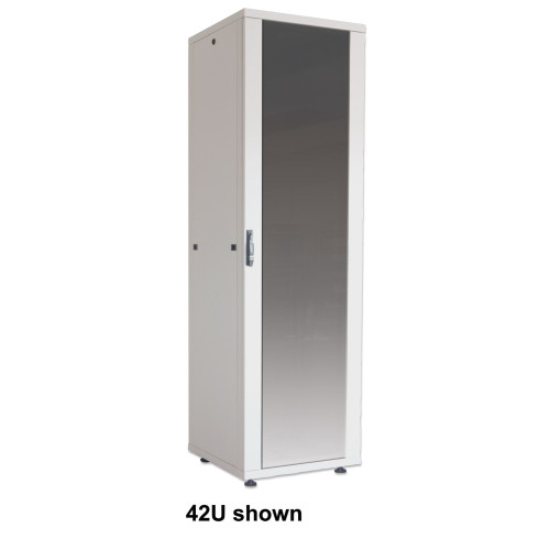 19" Network Cabinet - Free Standing (Basic), 32U, 600x800mm (width x depth), Grey, Flatpack, Max 600kg, Single-Point Door Lock, One Lock Per Side Panel, Usable Depth 123 to 573mm, Rack, IP20 