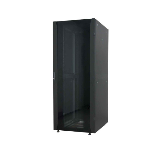 19" Network Cabinet - Free Standing (Premium), 42U, 600x800mm (width x depth), Black, Flatpack, Max 2000kg, Multi-Point Door Lock, Split Side Panels (Two Locks Per Side), Usable Depth 129 to 