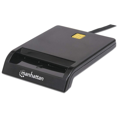 USB-A Contact Smart Card Reader, 12 Mbps, Friction type compatible, External, Windows or Mac, Cable 105cm, Black, Three Year Warranty