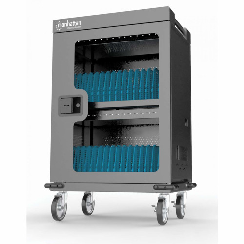 iPad to 13", MacBook Air to 15" & Chromebook 16" 32-bay Charging Trolley/Cart via USB-C, Also other tablets/smartphones (with device to USB-C cable), Bays 404x27.6x283mm,Device charging cable