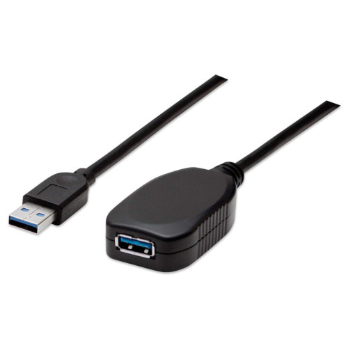 USB-A to USB-A Extension Cable, 5m, Male to Female, Active, 5 Gbps (USB 3.2 Gen1 aka USB 3.0), Built In Repeater, SuperSpeed USB, Black, Three Year Warranty, Equivalent to USB2AAEXT5M.