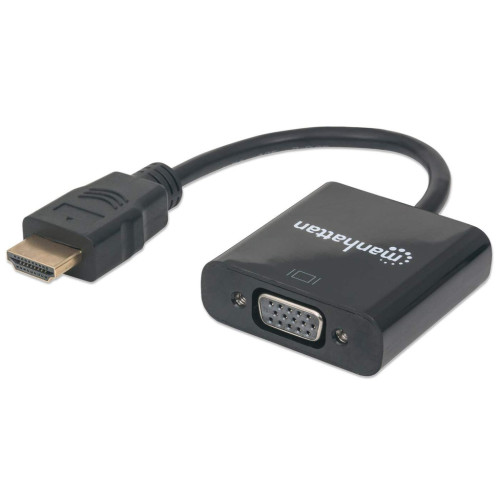 HDMI to VGA Converter cable, 1080p, 30cm, Male to Female, Micro-USB Power Input Port for additional power if needed, Black, Three Year Warranty, Equivalent to HD2VGAE2.