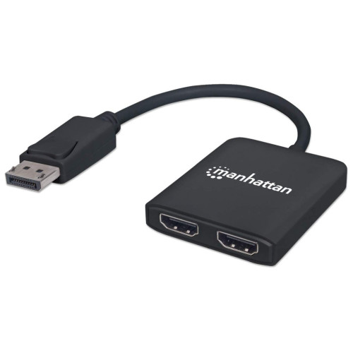 DisplayPort 1.2 to 2-Port HDMI Splitter Hub with MST, 4K@30Hz, USB-A Powered, Video Wall Function, HDCP 2.2, Black, MST = Multi-Stream Transport, 3 Year Warranty