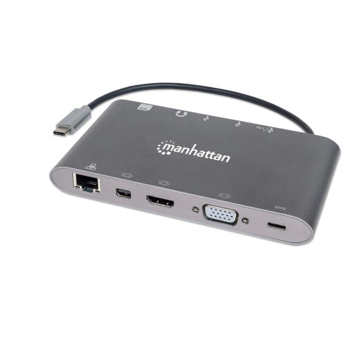USB-C Dock/Hub with Card Reader, Ports (x8): HDMI, Audio 3.5mm, Ethernet, Mini DisplayPort, USB-A (x3) and USB-C, With Power Delivery (60W) to USB-C Port (Note add USB-C wall charger and USB-