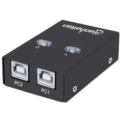 USB-A Automatic Sharing Switch, 2x USB-B Ports, 480 Mbps (USB 2.0), Dual Control (Auto-Sensing or Manual), USB powered (no external power supply required), inc 1x 1.5m USB-A to USB-B cable