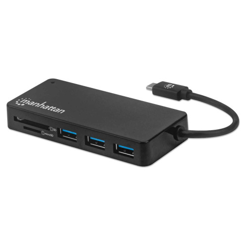 USB-C Dock/Hub with Card Reader, Ports (x3): USB-A (x3), 5 Gbps (USB 3.2 Gen1 aka USB 3.0), External Power Supply Not Needed, Universal for all devices, SuperSpeed USB, Black, Three Year Warr