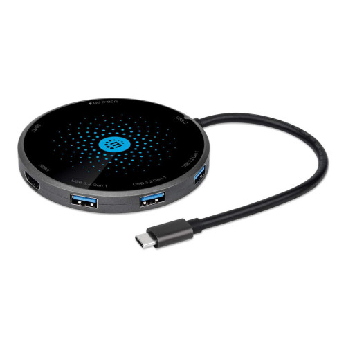 USB-C Dock/Hub with Card Reader and Wireless Charging Pad, Ports (x5): USB-C to HDMI, USB-A (x3) and USB-C, With Power Delivery (60W) to USB-C Port (Note additional USB-C wall charger and USB