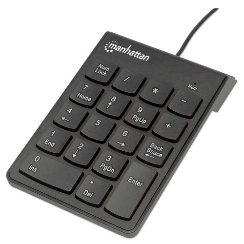 Numeric Keypad, Wired, USB-A, 18 Full Size Keys, Black, Membrane Key Switches, Windows and Mac, Three Year Warranty