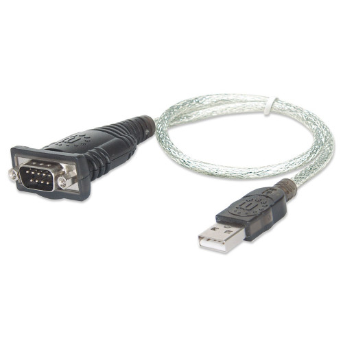 USB-A to Serial Converter cable, 45cm, Male to Male, Serial/RS232/COM/DB9, Prolific PL-2303RA Chip, Black/Silver cable, Three Year Warranty, Equivalent to ICUSB232V2