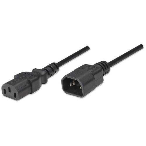 Power Cord/Cable, C14 Male to C13 Female (kettle lead), Monitor to CPU, 1.8m, 10A, Black, Lead, Lifetime Warranty