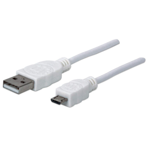 USB-A to Micro-USB Cable, 1m, Male to Male, White, 480 Mbps (USB 2.0), Hi-Speed USB, Lifetime Warranty, Equivalent to USBPAUB1MW.