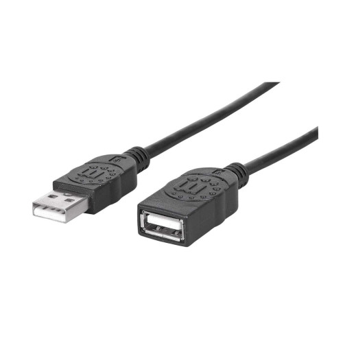Manhattan USB-A to USB-A Extension Cable, 1.8m, Male to Female, 480 Mbps (USB 2.0), Hi-Speed USB, Black, Lifetime Warranty, Equivalent to USBEXTAA6BK