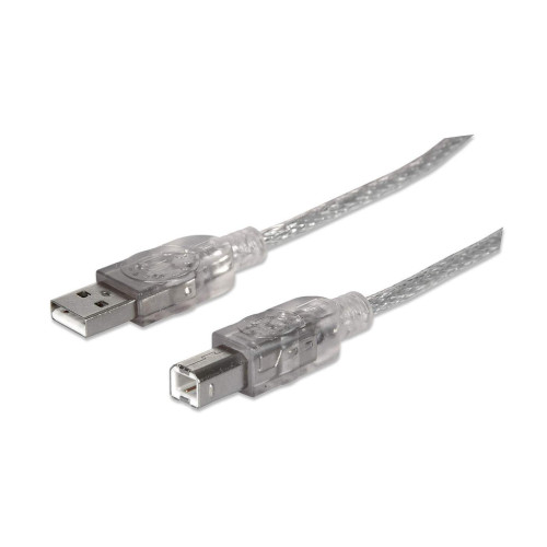 USB-A to USB-B Cable, 5m, Male to Male, Translucent Silver, 480 Mbps (USB 2.0), Hi-Speed USB, Lifetime Warranty, Equivalent to USB2HAB5M (except colour).