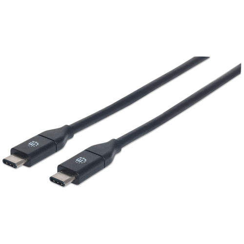 Manhattan USB-C to USB-C Cable, 1m, Male to Male, Black, 10 Gbps (USB 3.2 Gen2 aka USB 3.1), 3A (fast charging), SuperSpeed+ USB, Lifetime Warranty, Equivalent to USB31CC1M