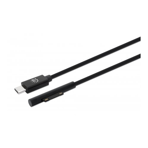 USB-C to Microsoft Surface Charging Cable, 1.8m, Male to Male. 15V/3A, Black, Charge only - no data transmission, Lifetime Warranty