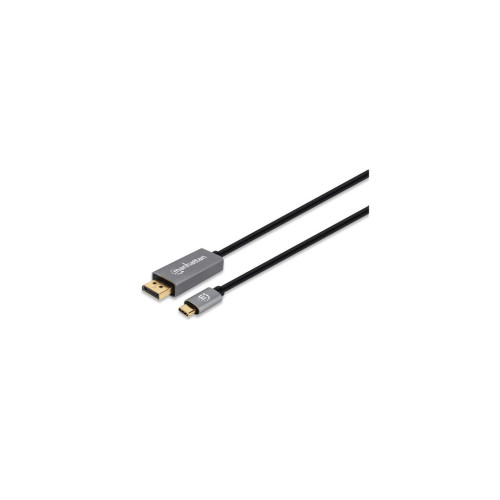 Manhattan USB-C to DisplayPort 1.4 Cable, 8K@60Hz, 3m, Male to Male, Black, Not Bi-Directional, Three Year Warranty