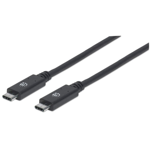 Manhattan USB-C to USB-C Cable, 1m, Male to Male, Black, 10 Gbps (USB 3.2 Gen2 aka USB 3.1), 5A (super fast charging), SuperSpeed+ USB, Lifetime Warranty, Equivalent to USB31C5C1M