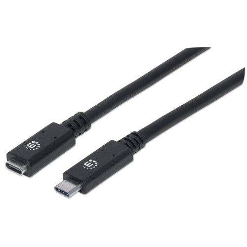 USB-C to USB-C Extension Cable, 50cm, Male to Female, 10 Gbps (USB 3.2 Gen2 aka USB 3.1), 5A (super fast charging), SuperSpeed+ USB, Black, Lifetime Warranty