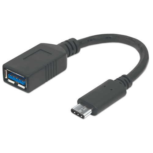USB-C to USB-A Cable, 15cm, Male to Female, Black, 5 Gbps (USB 3.2 Gen1 aka USB 3.0), 3A (fast charging), IF-Certified, SuperSpeed USB, Lifetime Warranty, Equivalent to USB31CAADP