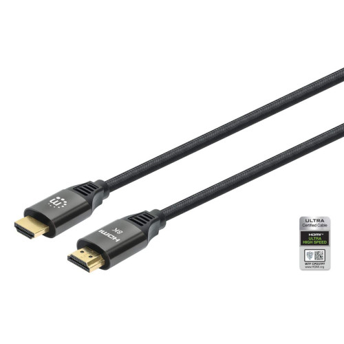 HDMI 8K@60Hz Cable with Ethernet, 1m, Certified, Suitable for ALL 8K, 4K & 1080p/HD uses - when upgrading now or have it ready for when you need it, Male to Male, Black, 4K@120Hz, Lifetime Wa