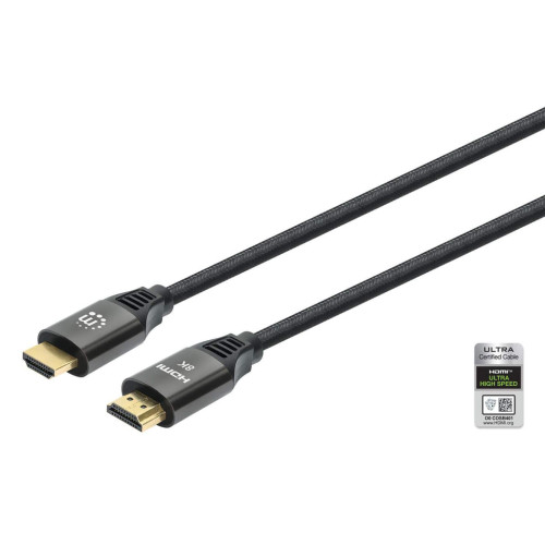 HDMI 8K@60Hz Cable with Ethernet, 2m, Certified, Suitable for ALL 8K, 4K & 1080p/HD uses - when upgrading now or have it ready for when you need it, Male to Male, Black, 4K@120Hz, Lifetime Wa