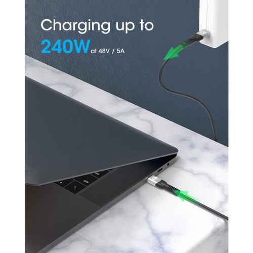 Fast USB-C to USB-C Cable (240W), 2m, 240W Laptop Charging + High-Speed Data & Video, Works with ALL Laptops (Note additional USB-C 240W wall charger needed), 40 Gbps Ultra-Fast Transfers, Ex