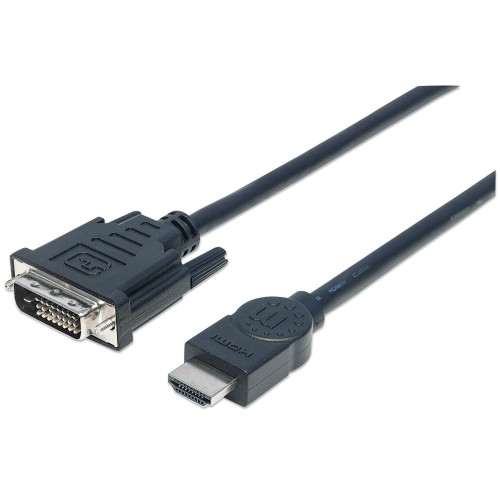 HDMI to DVI-D 24+1 Cable, 3m, Male to Male, Black, Dual Link, Compatible with DVD-D, Lifetime Warranty, Equivalent to HDDVIMM3M