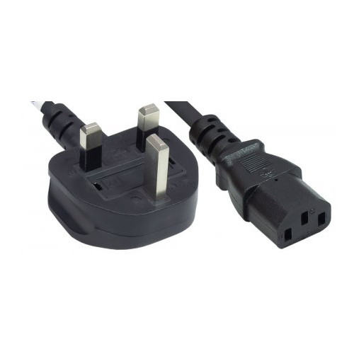 Mains Power Cord/Cable, UK 3-pin plug to C13 Female (kettle lead), 1.8m, 10A, Black, Lifetime Warranty