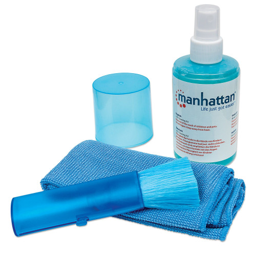 LCD Cleaning Kit, Alcohol-free, Includes Cleaning Solution (200ml), Brush and Microfibre Cloth, Ideal for use on monitors/laptops/keyboards/etc, Three Year Warranty