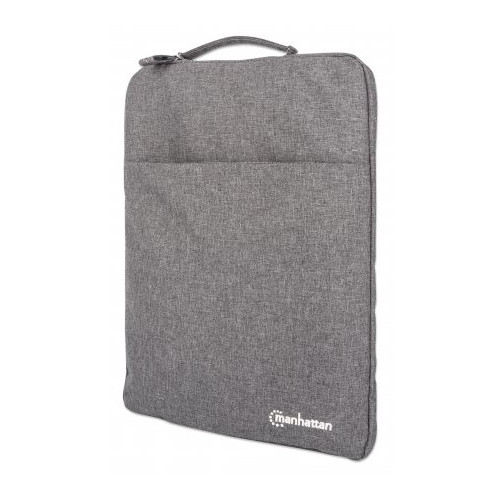 Seattle Laptop Sleeve 15.6", Grey, Padded, Extra Soft Internal Cushioning, Main Compartment with double zips, Zippered Front Pocket, Carry Loop, Water Resistant and Durable, Notebook Slipcase