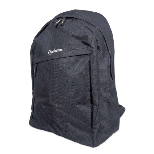 Manhattan Knappack Backpack 14.1", Black, LOW COST, Lightweight, Internal Laptop Sleeve, Accessories Pocket, Padded Adjustable Shoulder Straps, Water Bottle Holder, Three Year Warranty - 4405