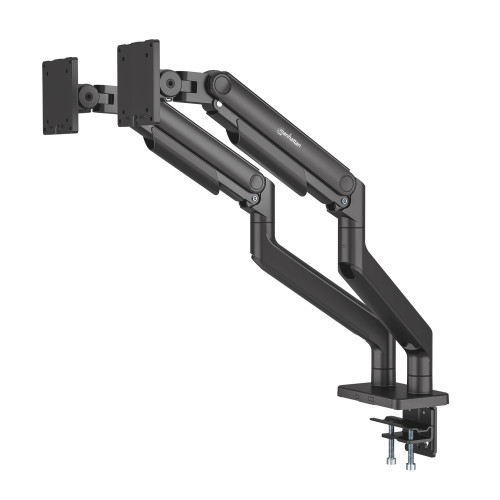 Manhattan Dual Desk Mount for TV & Monitor Mounts (Full Motion Spring), For screens 13" to 45", Clamp or Grommet Assembly, VESA compatability: 75x75 and 100x100mm - check the dimensions of th