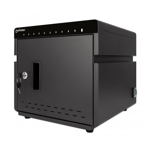 iPad to 11" 10-bay Charging Cabinet Desktop via USB-C, Also other tablets and smartphones (with device to USB-C cable), Bays 264x22x235mm, Device charging cables not included (suggest Manhatt