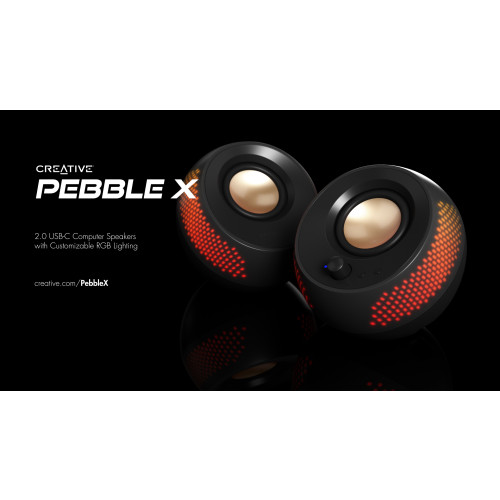 CREATIVE Pebble X - 2.0 USB-C Speakers Customizable RGB Lighting