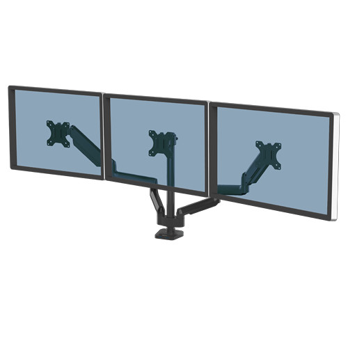 Fellowes Triple Monitor Arm - Platinum Series Monitor Mount for Three 7KG 27 Inch Screens - Adjustable Triple Monitor Desk Mount - Tilt 45&Atilde;&Acirc;&deg; Pan 180&Atilde;&Acirc;&deg; Swivel 360&Atilde;&Acirc;&deg; Rotation 360&Atilde;&Acirc;&deg;, VESA 75 x 7