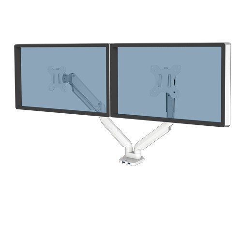 Fellowes Dual Monitor Arm - Platinum Series Monitor Mount for Two 8KG 32 Inch Screens - Adjustable Dual Monitor Desk Mount - Tilt 45&Atilde;&Acirc;&deg; Pan 180&Atilde;&Acirc;&deg; Swivel 360&Atilde;&Acirc;&deg; Rotation 360&Atilde;&Acirc;&deg;, VESA 75 x 75/100 