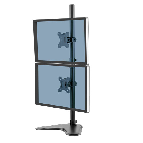 Fellowes Dual Stacking Monitor Arm - Seasa Freestanding Monitor Mount for 8KG 32 inch Screens - Ergonomic Adjustable Monitor Arm - Tilt 45Ã‚Â° Pan 120Ã‚Â° Rotation 360Ã‚Â°, VESA 75 x 75/100 x 100 -