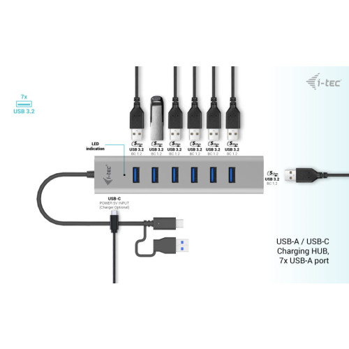 USB-C/USB-A Charging Metal HUB 7 Port