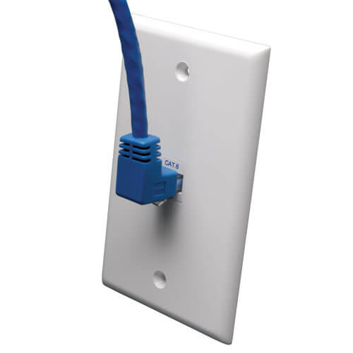 N204-010-BL-UP Up-Angle Cat6 Gigabit Molded UTP Ethernet Cable (RJ45 Right-Angle Up M to RJ45 M), Blue, 10 ft. (3.05 m)