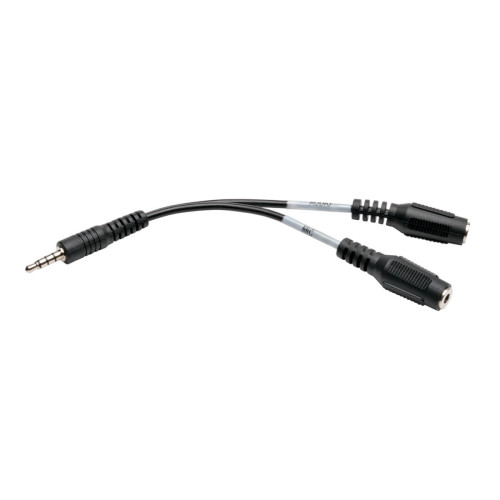 Tripp Lite P318-06N-MFF 3.5 mm 3-Position to 3.5 mm 4-Position Audio Headset Splitter Adapter Cable (2xF/M), 6 in. (15.2 cm)