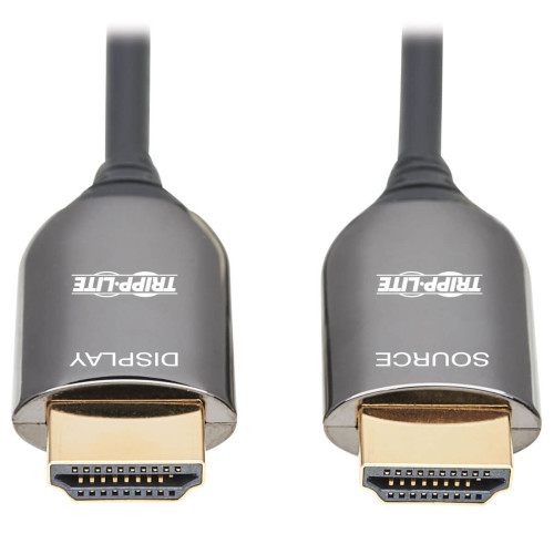 P568F-20M-8K6 8K HDMI Plenum-Rated Fiber Active Optical Cable (AOC) - 8K UHD @ 60 Hz, HDR, M/M, Black, 20 m (65 ft.)