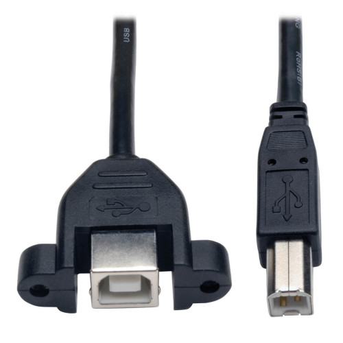 USB 2.0 Hi-Speed Panel Mount Extension Cable (B to Panel Mount B M/F), 0.31 m (1-ft.)
